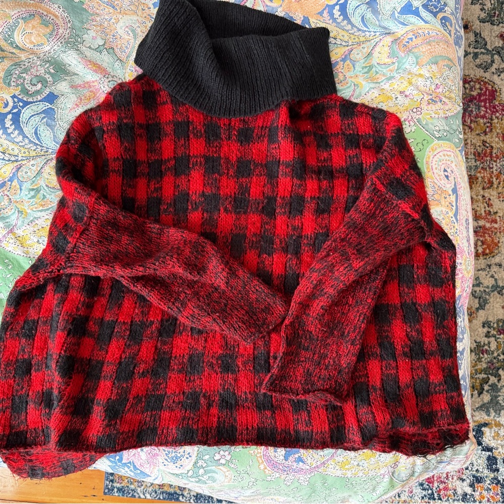 Cozy Red and Black Plaid Sweater